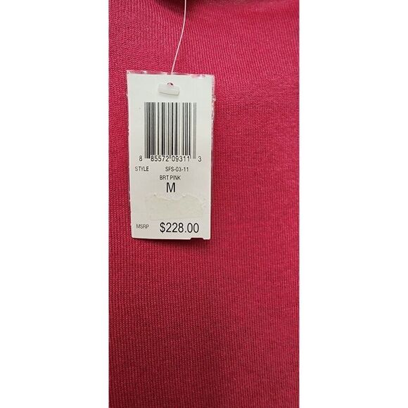 SAKS FIFTH AVENUE 3/4 Sleeve Cashmere Hot Pink Silk Comfy Sweater Size Medium - Picture 8 of 10